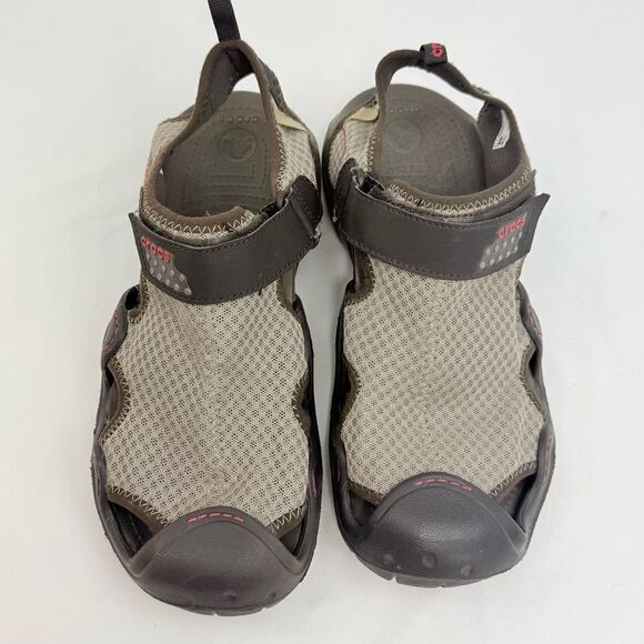 Crocs Swiftwater Tan Mesh Brown Rubber Closed Toe Deck Water Sandal Shoes main image 5